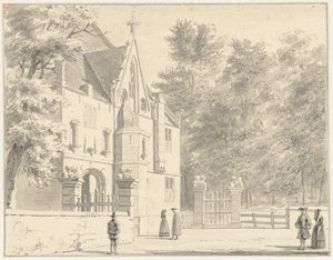 Achterste deel van de Grote kerk te Edam door Cornelis Pronk