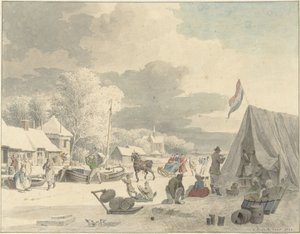 IJsvermaak op een bevroren vaart