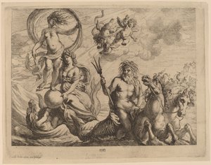 Neptunus met Twee Paarden op Zee