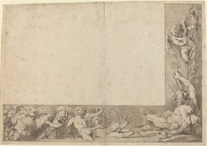 Riviergod met putti door Cornelis Schut I