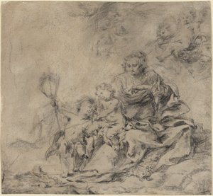 De Maagd en het Kind met Johannes de Doper door Cornelis Schut I