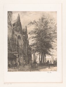 Mensen voor Marktkerk te Hamelen door Cornelis Springer
