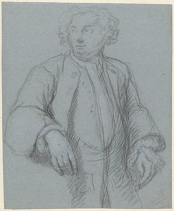 Portret van een onbekende man met lange jas, driekwart naar links door Cornelis Troost (attributed to)