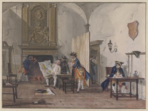 Officieren in een wachtlokaal