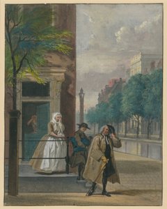 Scène uit een blijspel ("De ontdekte Schijndeugd" van Lingelbach) door Cornelis Troost