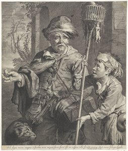 De rattenvanger met zijn knecht door Cornelis Visscher (II)