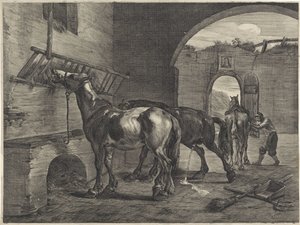 Paardenstal door Cornelis Visscher (II)
