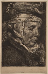 Hoofd van een oude vrouw (de moeder van Visscher) door Cornelis Visscher