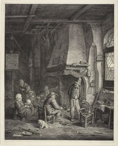Interior in an Inn, called "The Skaters" (De Schaatsenrijder) door Cornelis Visscher