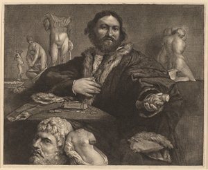 Andrea Odoni door Cornelis Visscher after Lorenzo Lotto