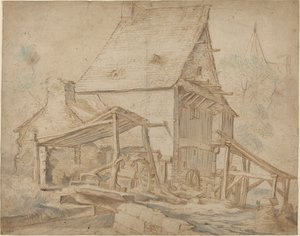 Een oude watermolen door Cornelis Willaerts