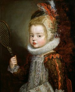 Portret van een kind met een racket door Cornelis de Vos