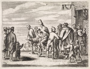 Man op ezel gebonden door Cornelis de Wael