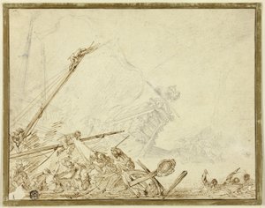 Scheepswrak door Cornelis de Wael