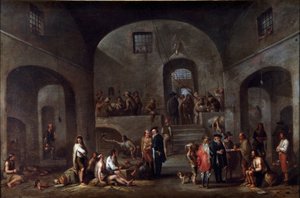 De zeven werken van lichamelijke barmhartigheid: het bezoek aan gevangenen door Cornelis de Wael