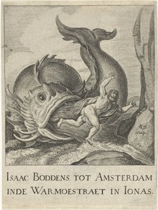 Jonas uitgespuwd door de walvis door Cornelis van Dalen (I)