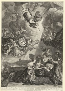 Allegorie op de geboorte van prinses Maria Amalia, dochter van Hendrik Casimir, 1689 door Cornelis van Dalen (II)