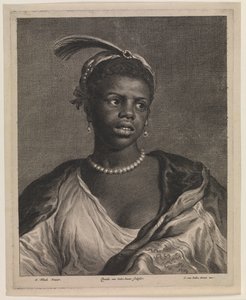 Portret van een Afrikaanse vrouw met parelketting door Cornelis van Dalen