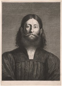 Portret van een man met baard (zogenaamd portret van Giorgione), uit Cabinet Reynst; Variarum imaginum a celeberrimis artificibus pictarum Caelaturae (Cabinet Reynst: Gravures van verschillende afbeeldingen geschilderd door beroemde kunstenaars) door Cornelis van Dalen II