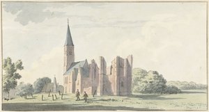 Ruïne van de kerk te Serooskerken door Cornelis van Noorde (attributed to)