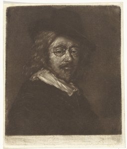 Portret van Frans Hals met een hoed door Cornelis van Noorde