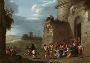Christus draagt het kruis door Cornelis van Poelenburch