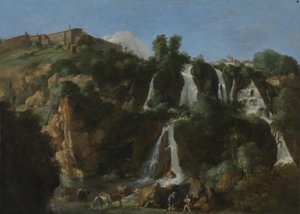 De watervallen van Tivoli door Cornelis van Poelenburch