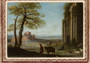 Herderlijk landschap door Cornelis van Poelenburch