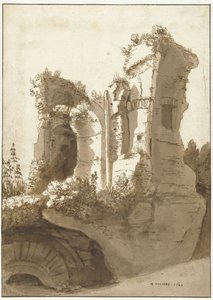 Ruïne van het zogenaamde Palazzo Maggiore op de Palatijn door Cornelis van Poelenburch