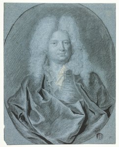 Portretbuste van een man met een witte pruik door Cornelis van Poelenburgh