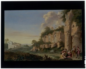 Kaartspelers in een landschap