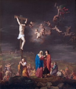 De kruisiging, met de val van de opstandige engelen