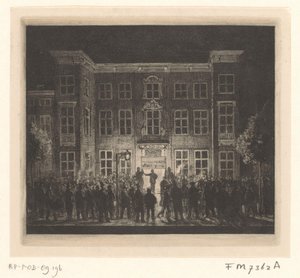 Begrafenis van de Delftsche Akademie, 30 juni 1864 door Cornelis van der Griendt