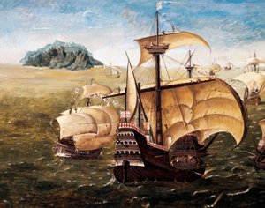 De Portugese vloot, kopie van schilderij door Cornelius Anthoniszoon
