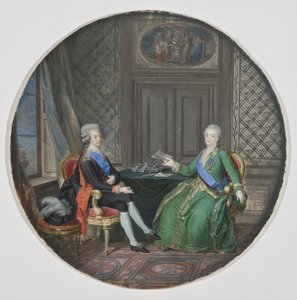 Koning Gustaaf III van Zweden en Catharina II van Rusland in Fredrikshamn door Cornelius Hoyer
