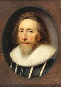 Een heer in zwart met gesneden dubbelt, 1639 door Cornelius I Johnson