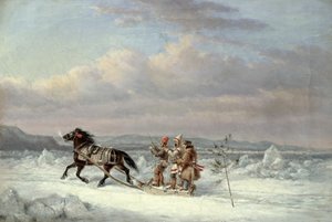 Jagers in een paardenslee