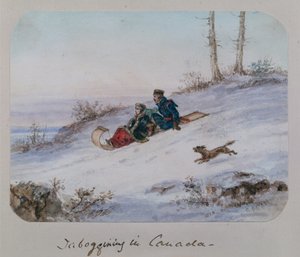 Sleeën in Canada door Cornelius Krieghoff