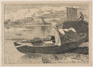 Boten op een Rivier, Windmolen in de Verte