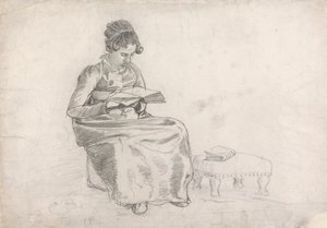 Meisje dat een Boek Leest door Cornelius Varley