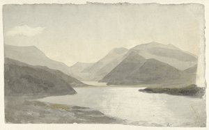 Zonlicht op een meer bij Snowdon, Llanberis, Noord-Wales door Cornelius Varley