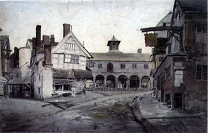 De markt, Ross, Herefordshire door Cornelius Varley