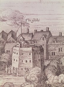 Het Globe Theater (detail) door Cornelius de Visscher
