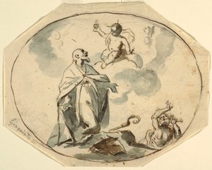 Bisschop heilige aanbiddende Christus kind door Corrado Giaquinto