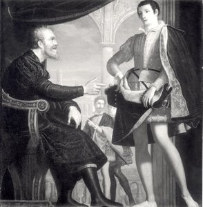 Michelangelo en Francesco I de Medici door Cosimo Gamberucci or Gambaruccio