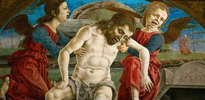 Het lichaam van Christus, omringd door engelen door Cosimo Tura