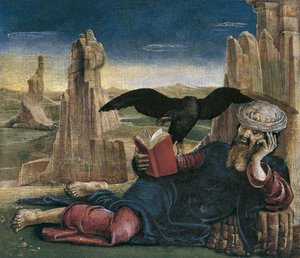 Sint Johannes de Evangelist op Patmos door Cosimo Tura