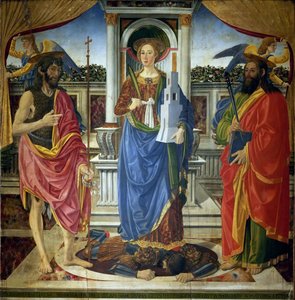 Sint Barbara met Heiligen Johannes de Doper en Matteüs door Cosimo di Lorenzo Rosselli