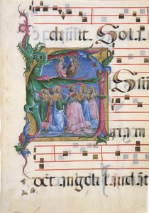 Manuscript Verlichting met de Tenhemelopneming van de Maagd in een Initiaal A door Cosmè Tura