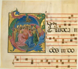 Manuscriptverlichting met de Hemelvaart van de Maagd in een Initiaal G